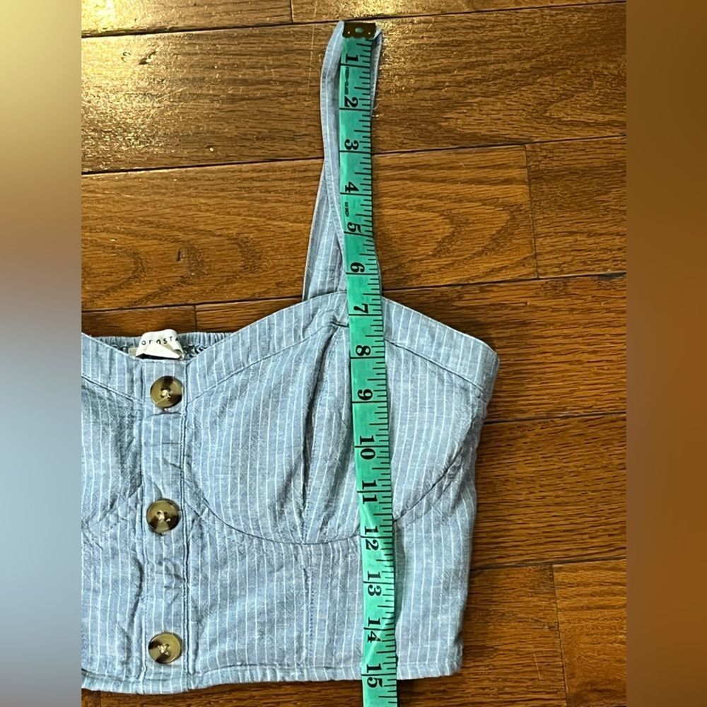Aeropostale Linen Blend Pinstripe Bustier Crop Top Cottagecore Summer Size M - Picture 5 of 7